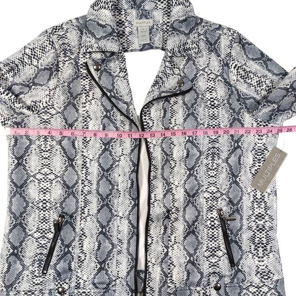 Multiples Jacket Womens Sz 1X Python Animal Snake Print Open Front Zipper Detail - Picture 4 of 12